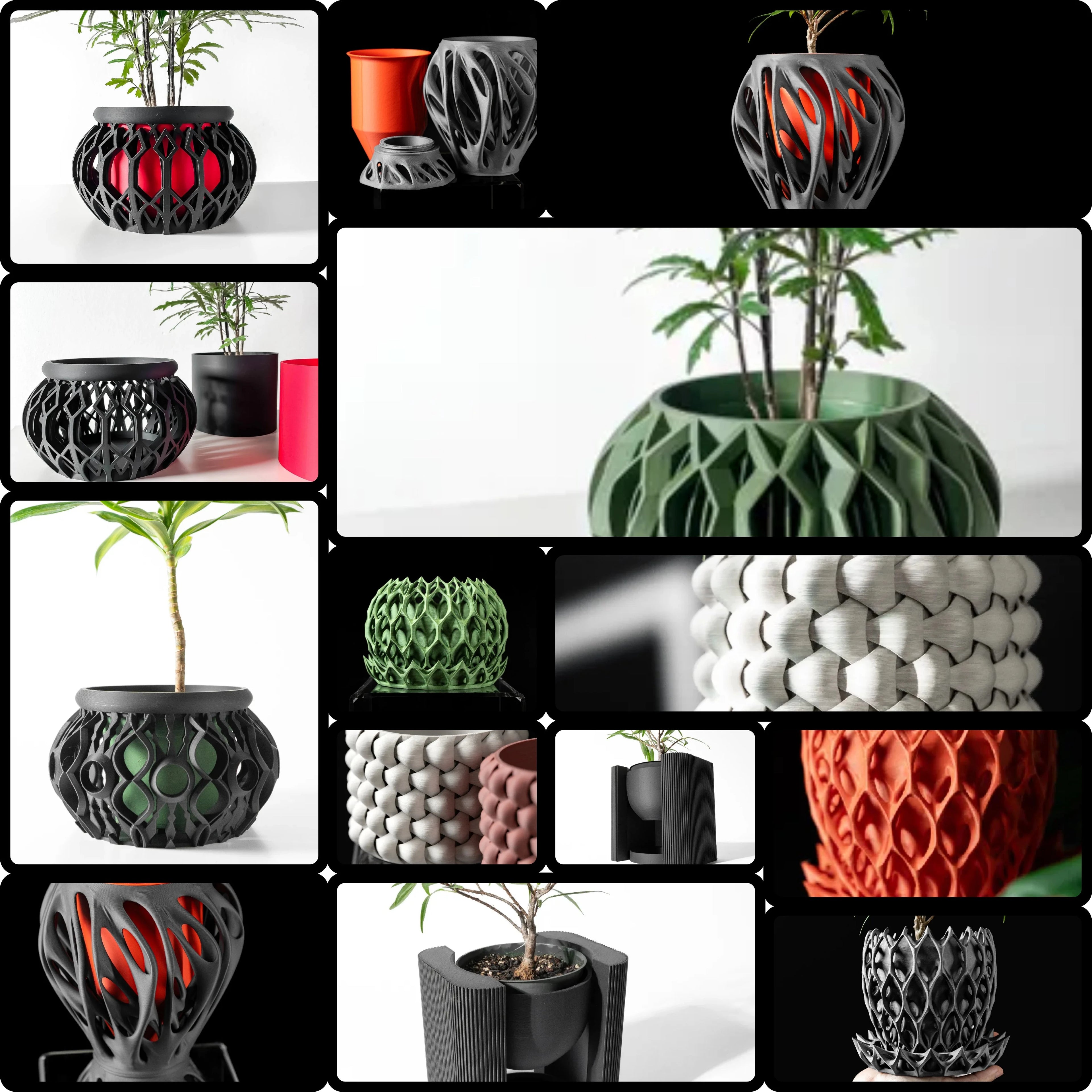 Elegantly Sculpted Dual-Layer 3D-Printed Planter Pot