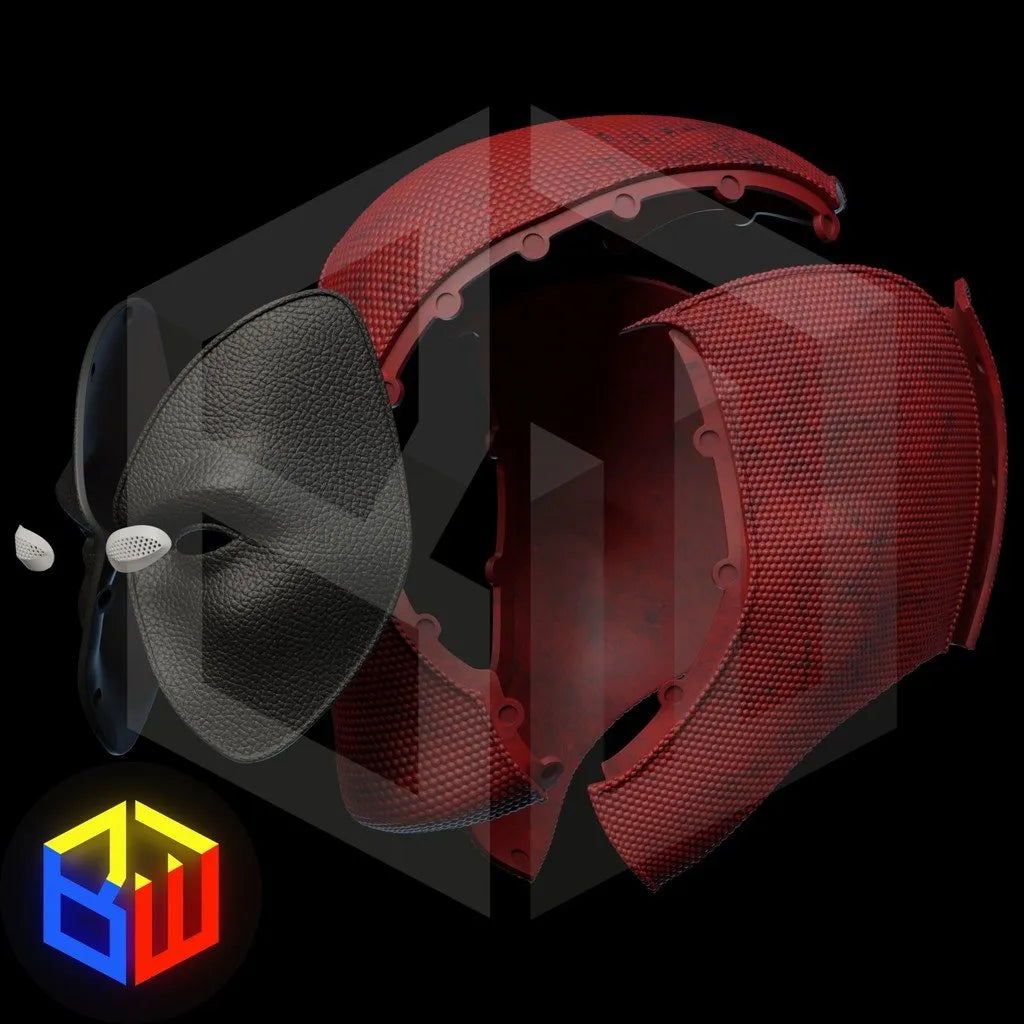 🩸 Deadpool Cosplay Mask – 3D Printed & Magnetically Assembled
