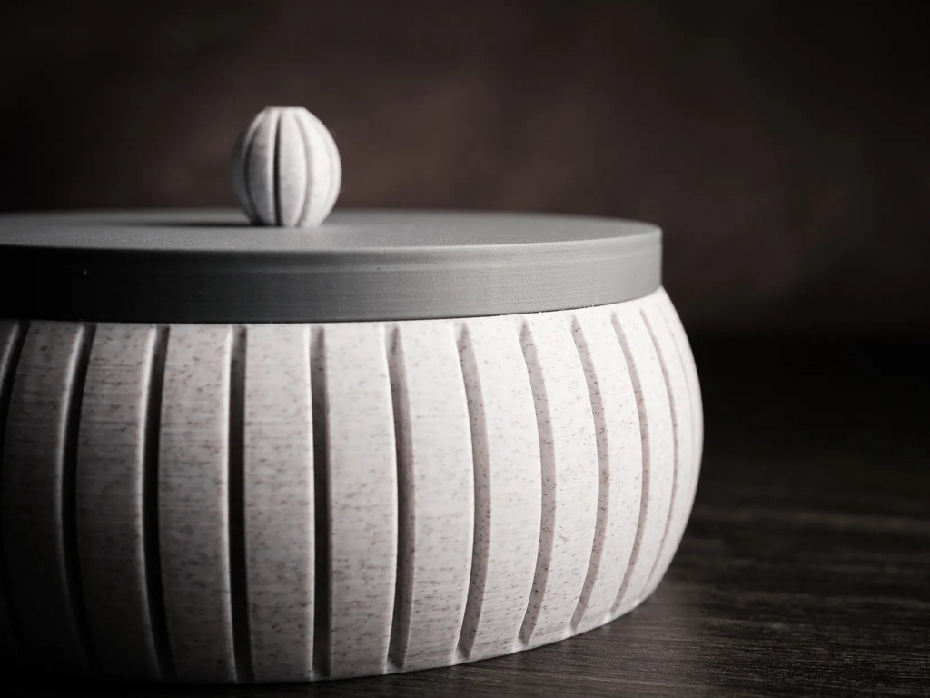 Modern Ribbed Bowl Set – 3D Printed with Sculpted Lids (Set of 2)