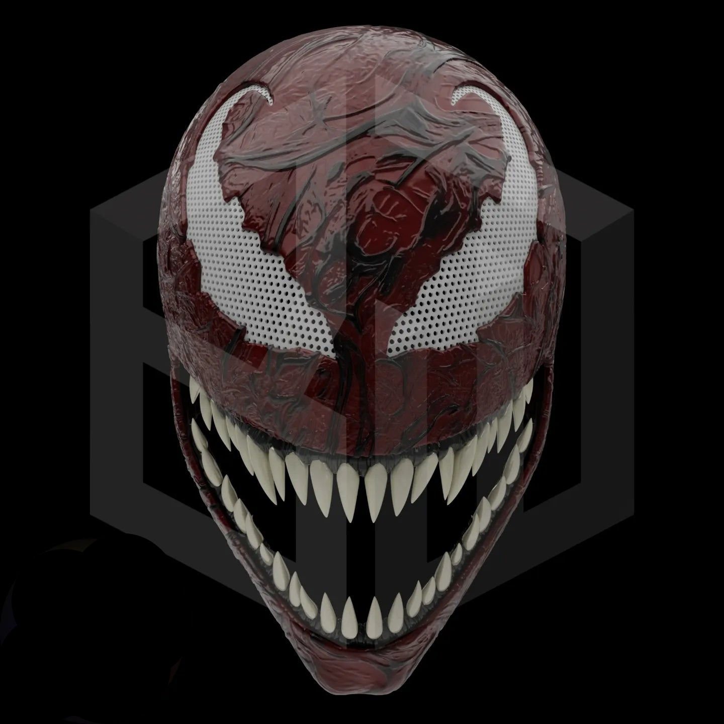 Venom Cosplay Mask – 3D Printed with Movable Jaw (Black Venom & Red Venom Editions)