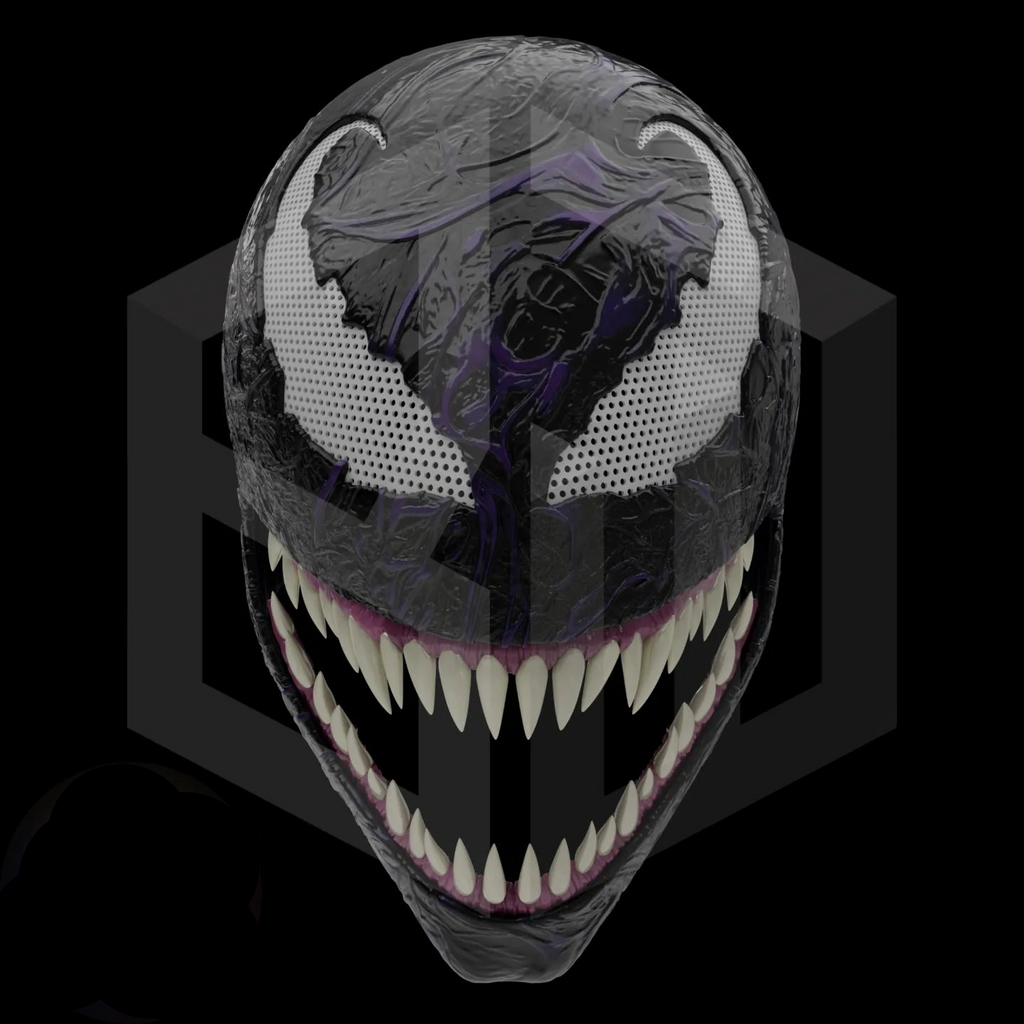 Venom Cosplay Mask – 3D Printed with Movable Jaw (Black Venom & Red Venom Editions)