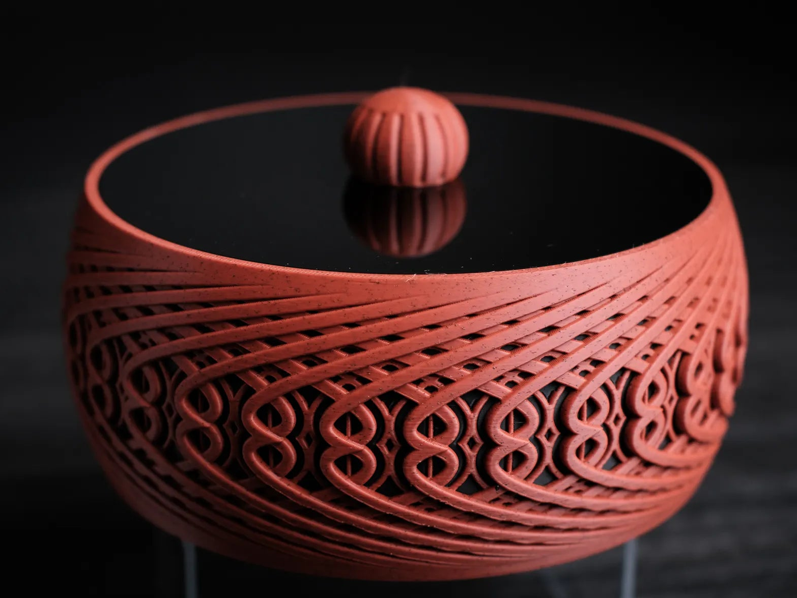 Ornate Twist Lidded Bowl Set – Artisan 3D Printed Home Decor (Set of 2)