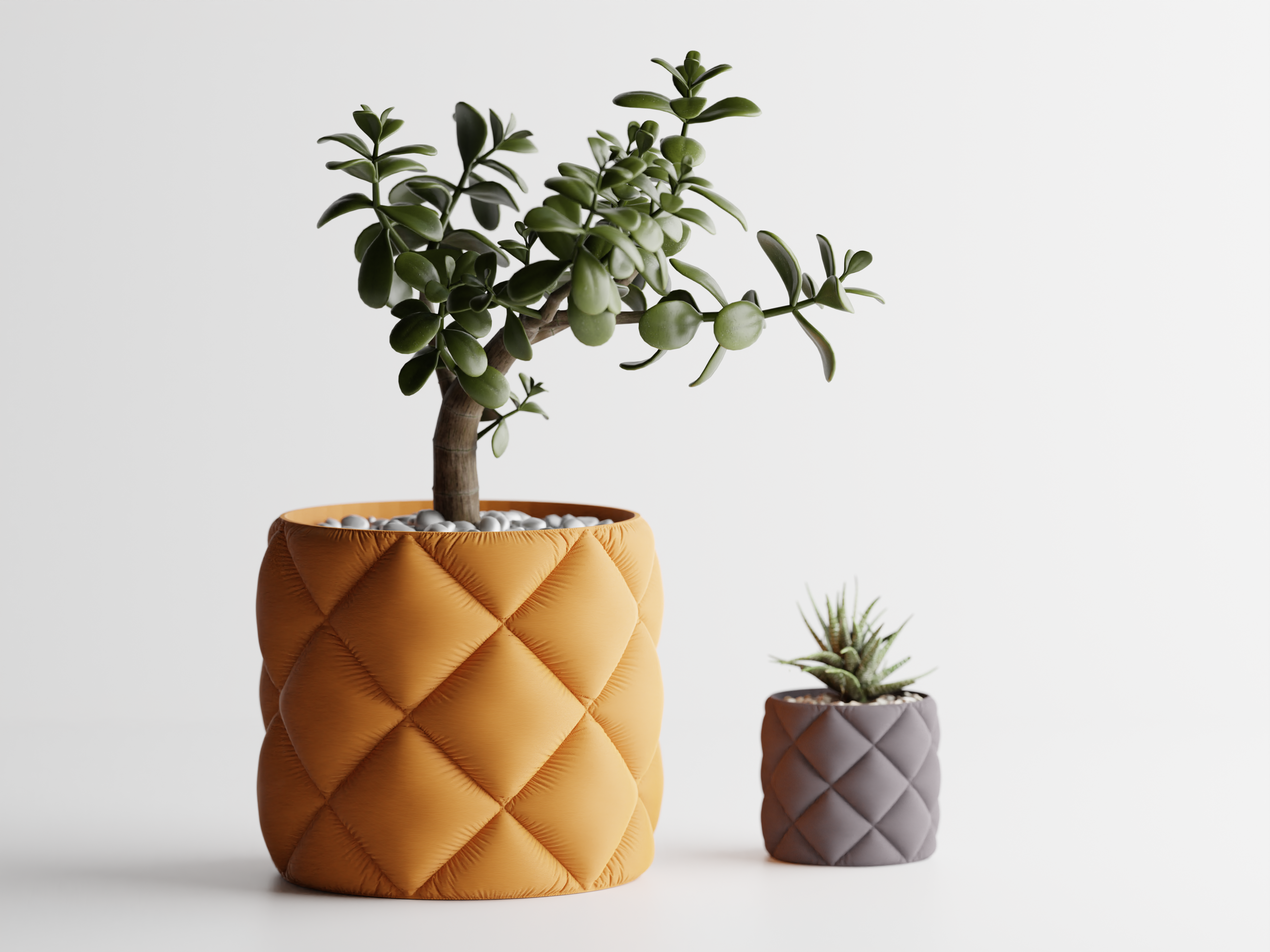 Circular Diamond Pattern Planter with Matching Drip Tray — Cushy Collection