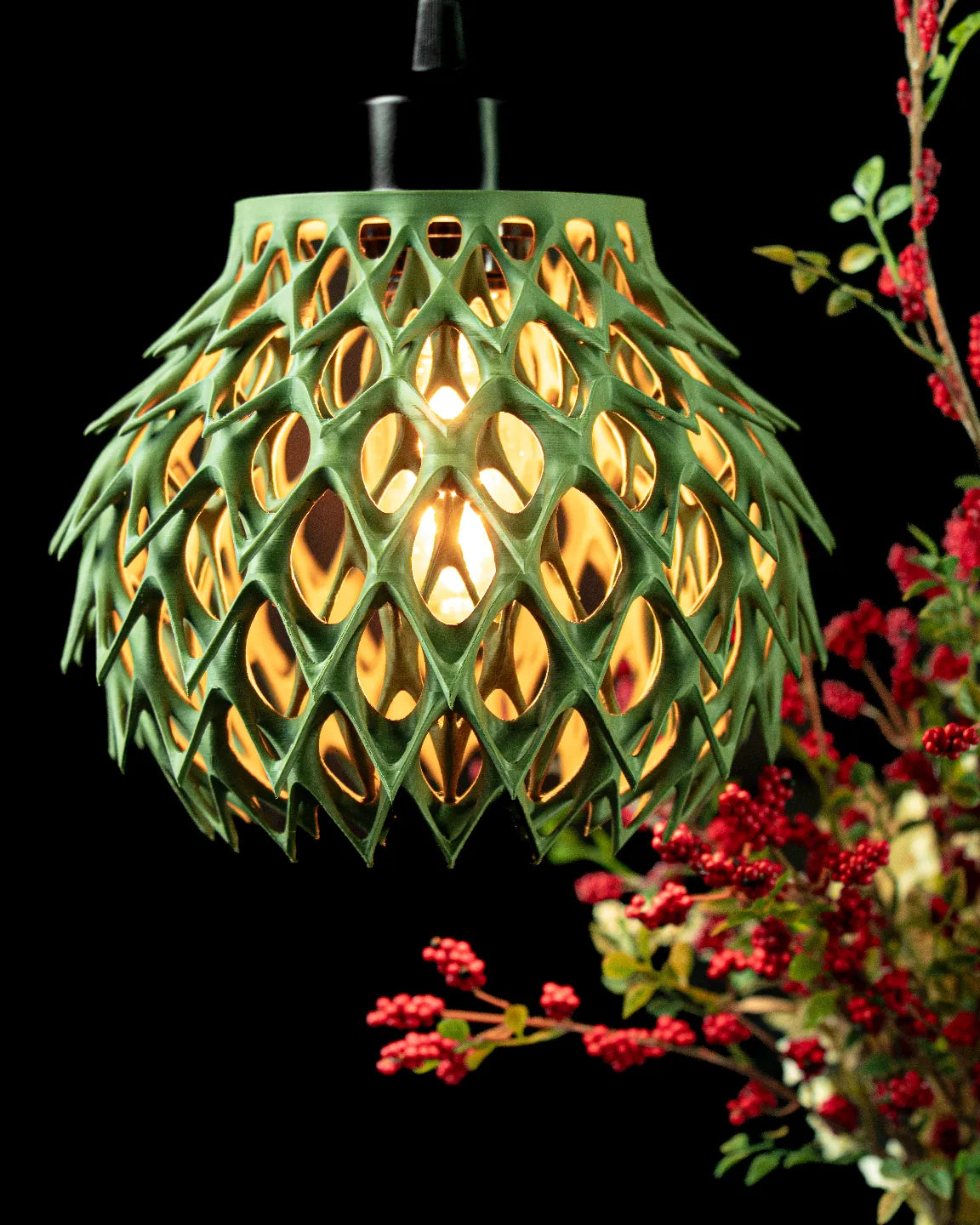 🌿 Verdant Bloom Pendant Lamp – 3D Printed Botanical Light Shade
