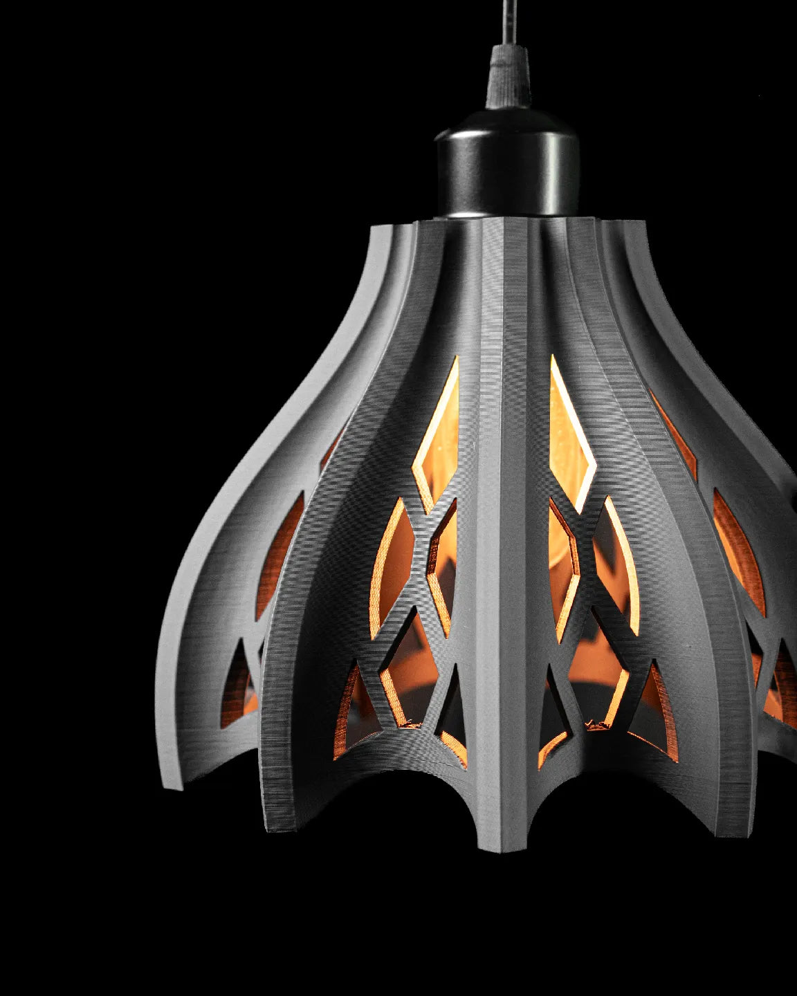 🕯️ Gothic Bloom Pendant Lamp – 3D Printed Light Shade