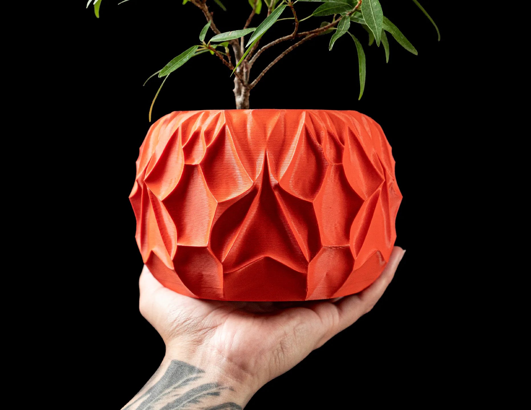 Flamefold Planter – Sculpted 3D Printed Pot (Eco-Friendly PLA)