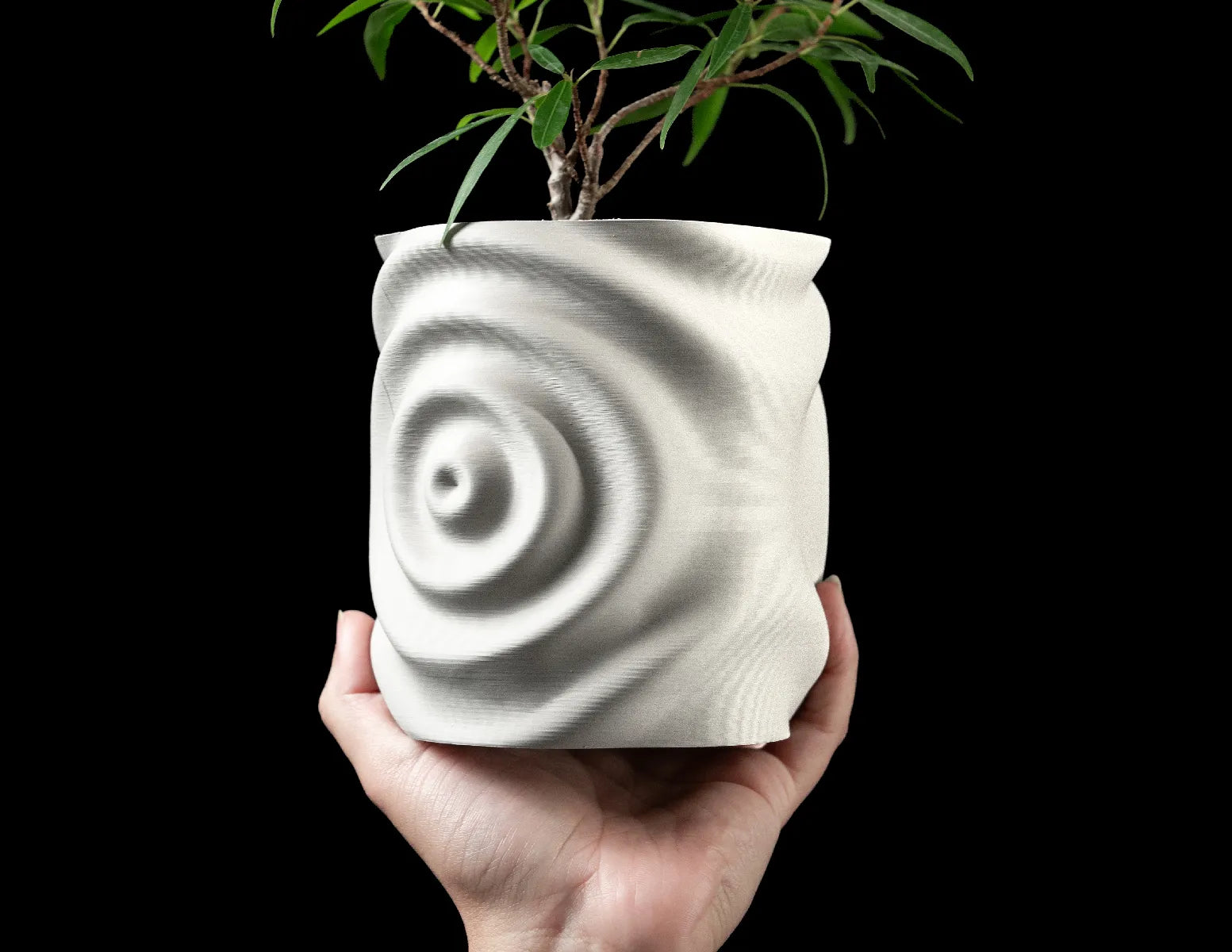 Soundwave Planter – Large 3D Printed Ripple Pot (250h x 220w)