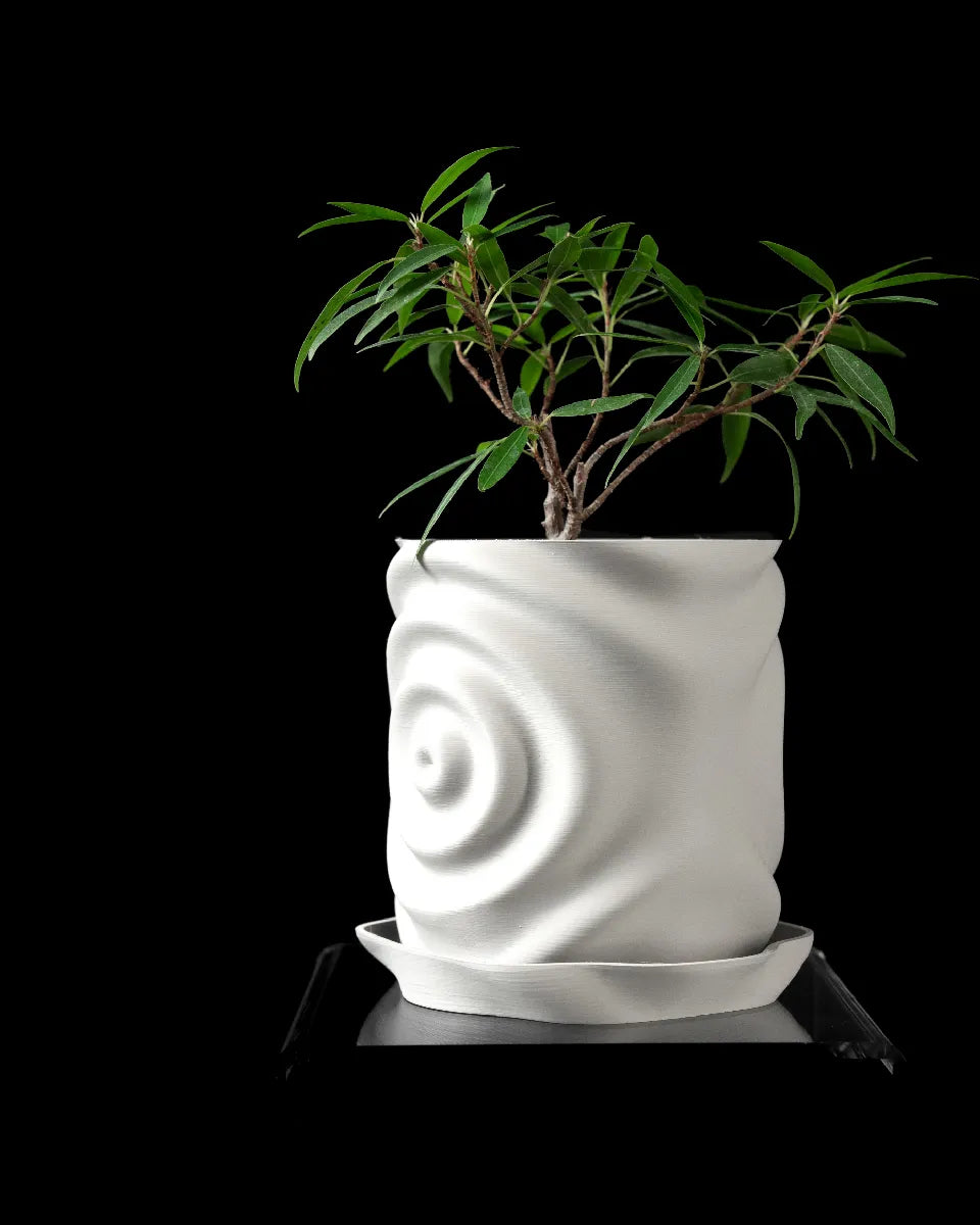 Soundwave Planter – Large 3D Printed Ripple Pot (250h x 220w)