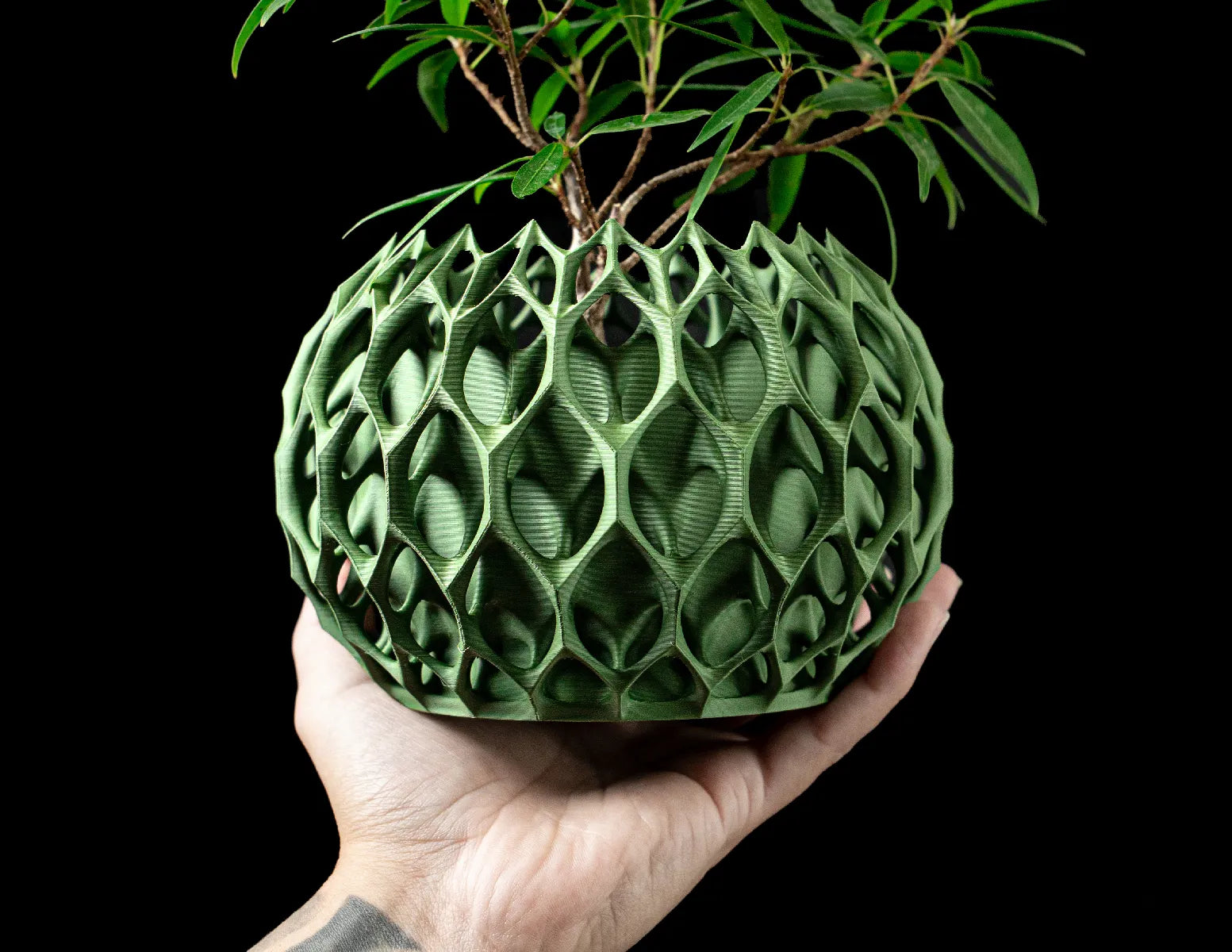 Verdigris Crown Planter – 3D Printed Sculptural Pot