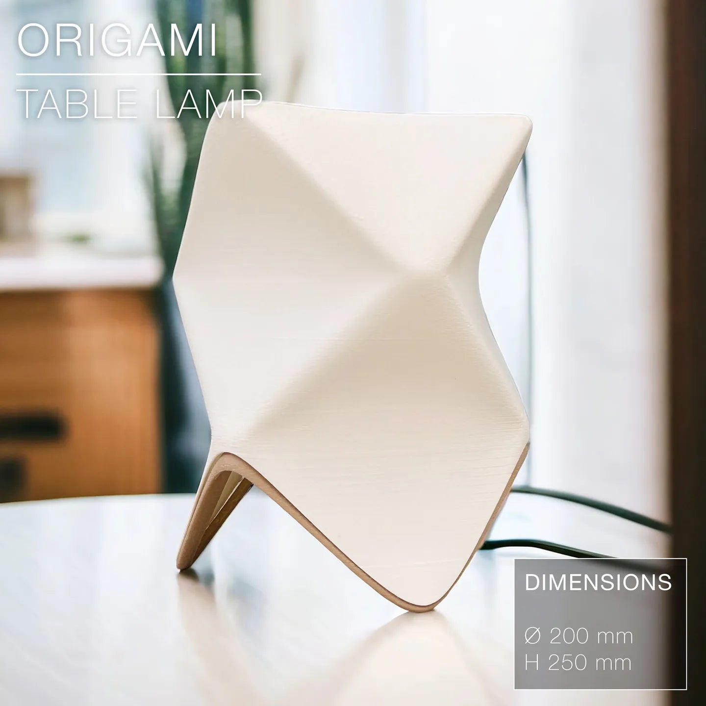 Origami Stilt Table Lamp – 3D-Printed Geometric Accent Light
