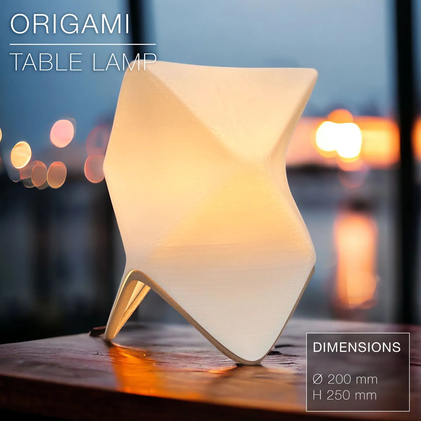 Origami Stilt Table Lamp – 3D-Printed Geometric Accent Light